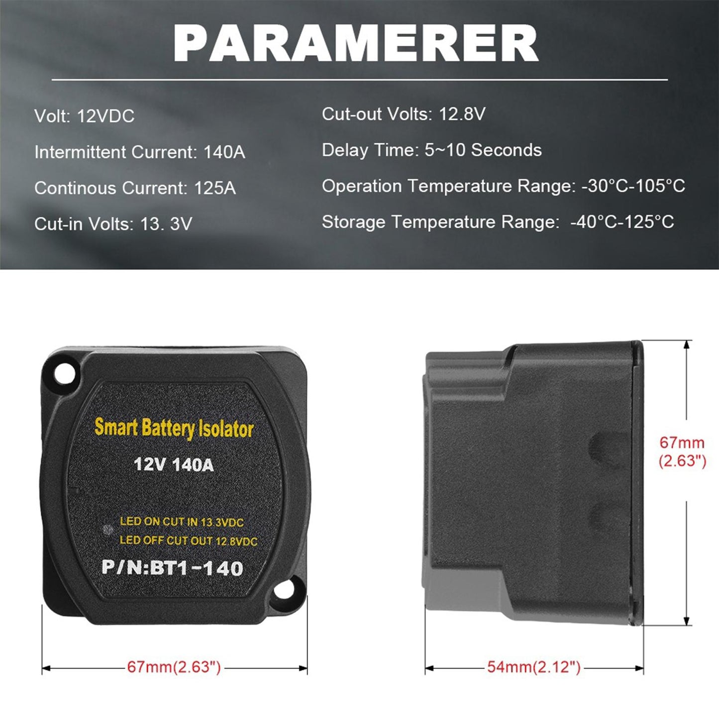 12V 140A Dual Battery Smart Isolator BT1-140 for ATV UTV Trucks van
