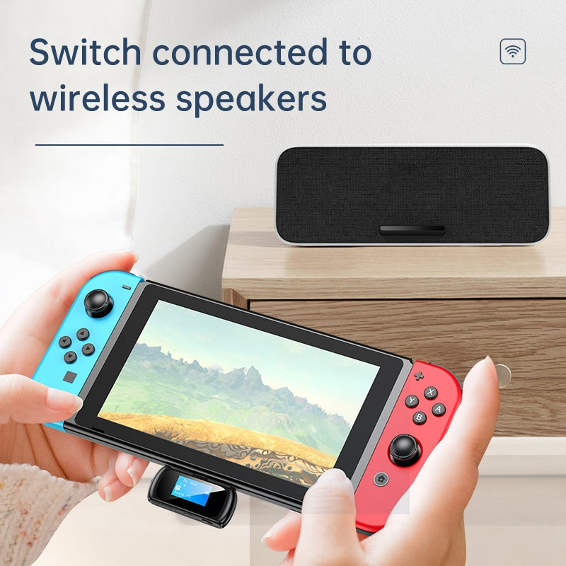 C32 For Nintendo Switch Type-C Bluetooth 5.1 Transmitter Receiver Wireless Audio Adapter with Display Screen