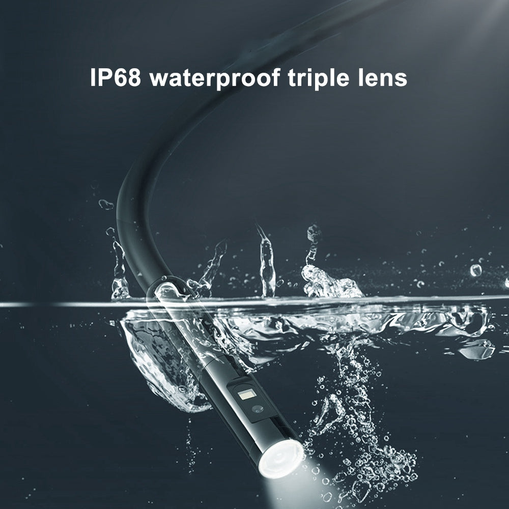 P50 10m Hard Wire 8mm Tri-Lens HD Borescope 4.5inch Screen Waterproof Sewer Inspection Endoscope