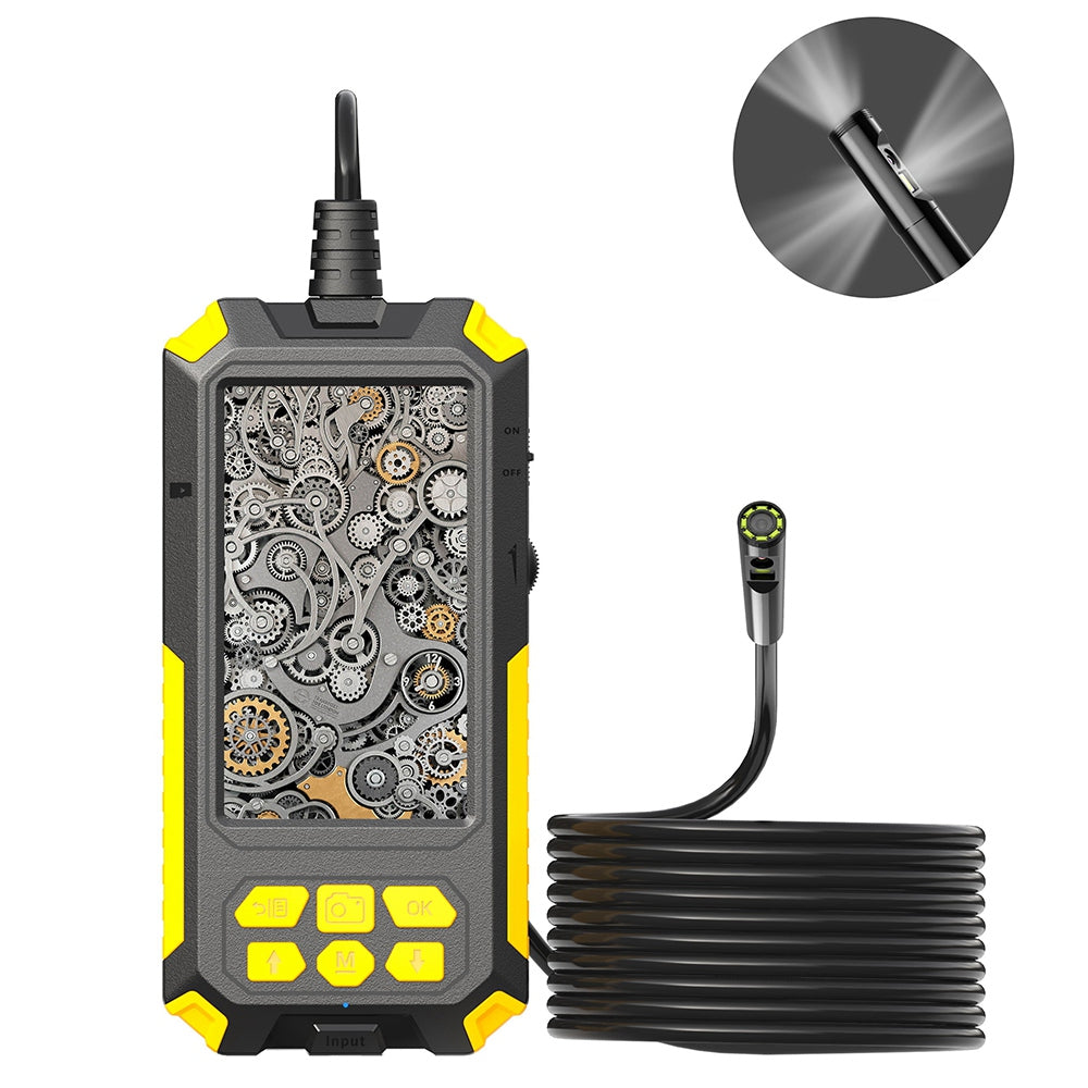 P50 10m Hard Wire 8mm Tri-Lens HD Borescope 4.5inch Screen Waterproof Sewer Inspection Endoscope