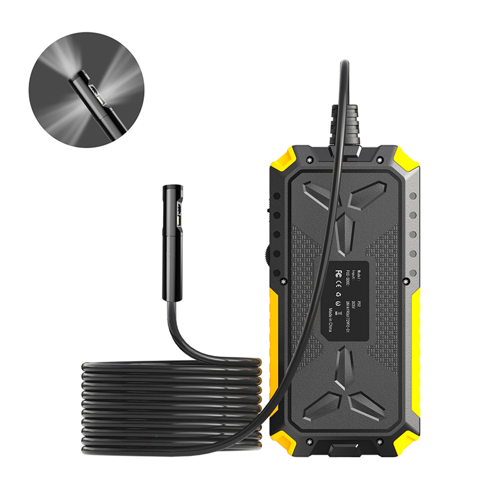 P50 10m Hard Wire 8mm Tri-Lens HD Borescope 4.5inch Screen Waterproof Sewer Inspection Endoscope