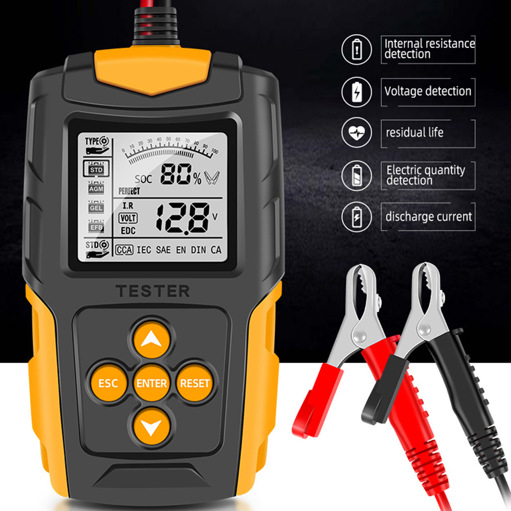 E-Fast TK100 12V / 24V Car Battery Tester Battery Analyzer Digital Resistance Measuring Instrument - Orange