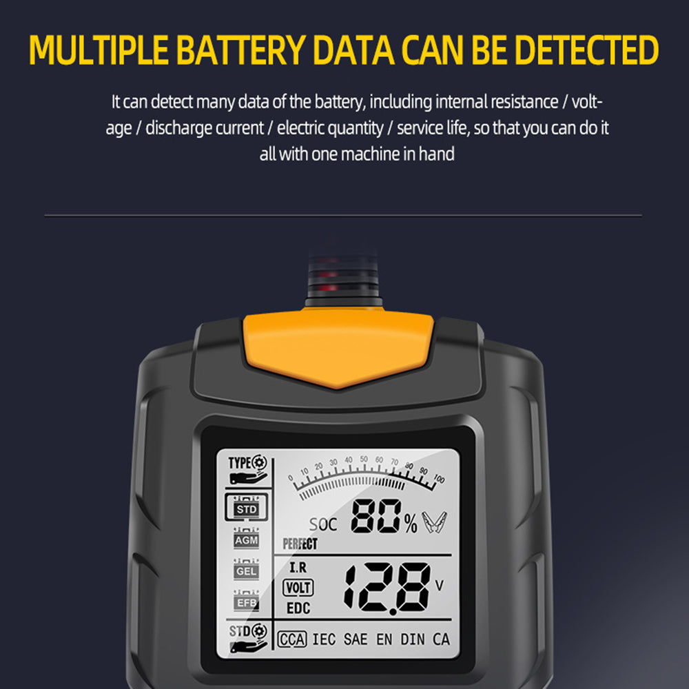 E-Fast TK100 12V / 24V Car Battery Tester Battery Analyzer Digital Resistance Measuring Instrument - Orange