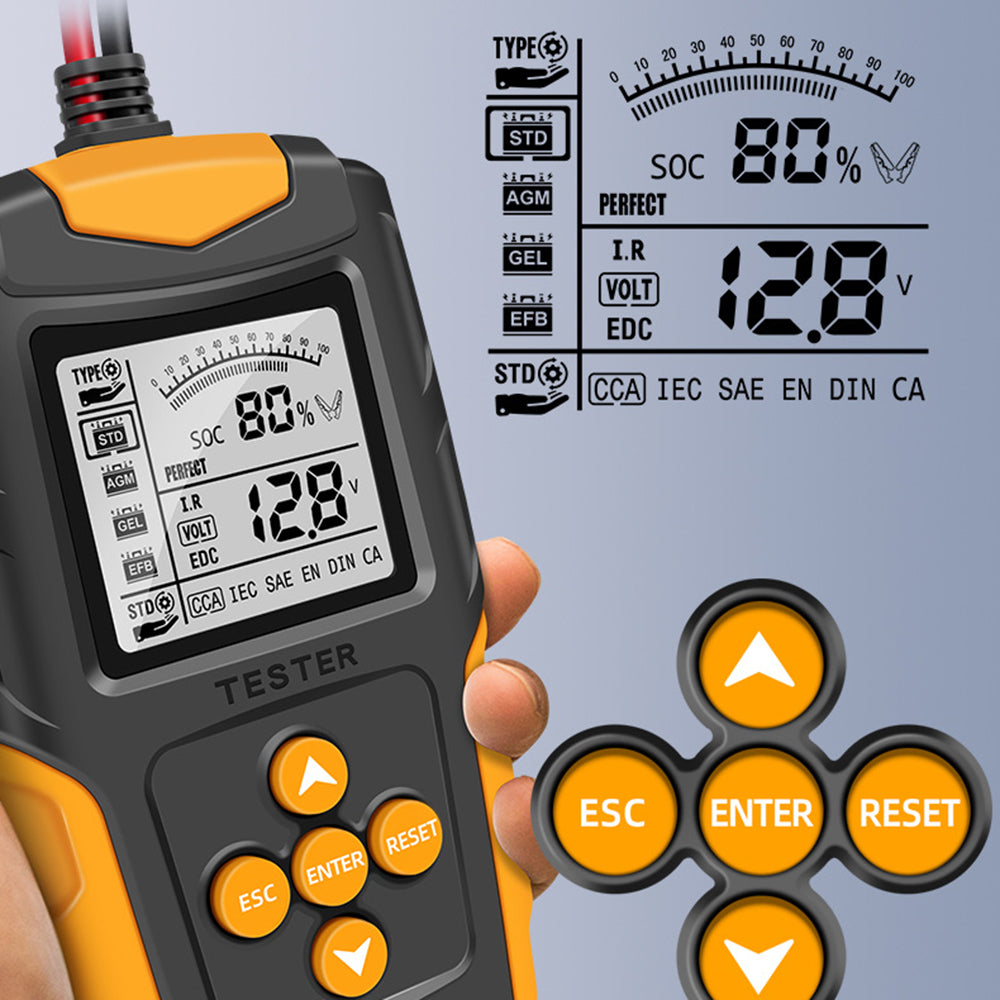 E-Fast TK100 12V / 24V Car Battery Tester Battery Analyzer Digital Resistance Measuring Instrument - Red