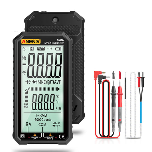 Aneng 620A 4.7 inch Digital Smart Multimeter 6000 Counts True RMS Auto Electrical Capacitance Meter with Flashlight - Black