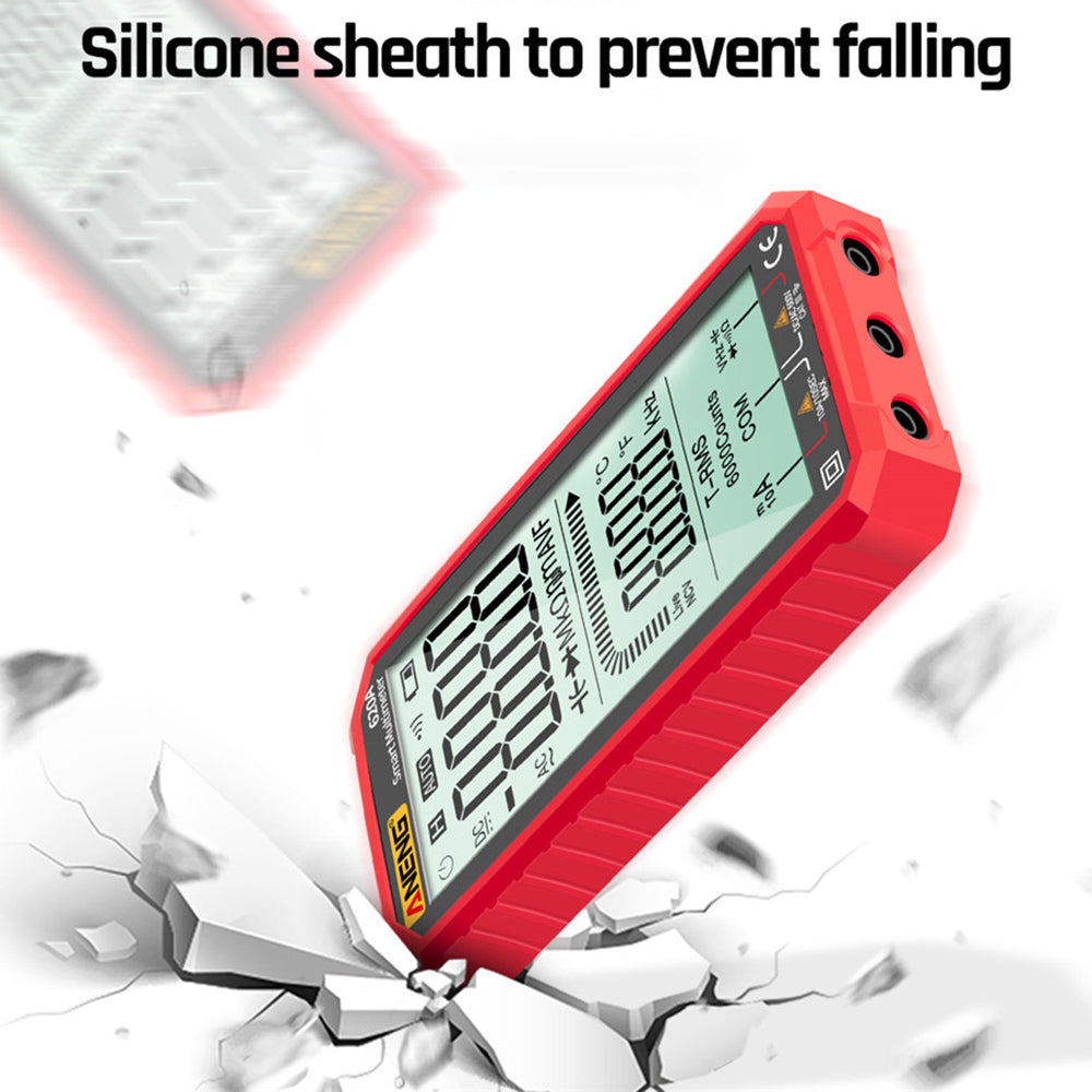 Aneng 620A 4.7 inch Digital Smart Multimeter 6000 Counts True RMS Auto Electrical Capacitance Meter with Flashlight - Red