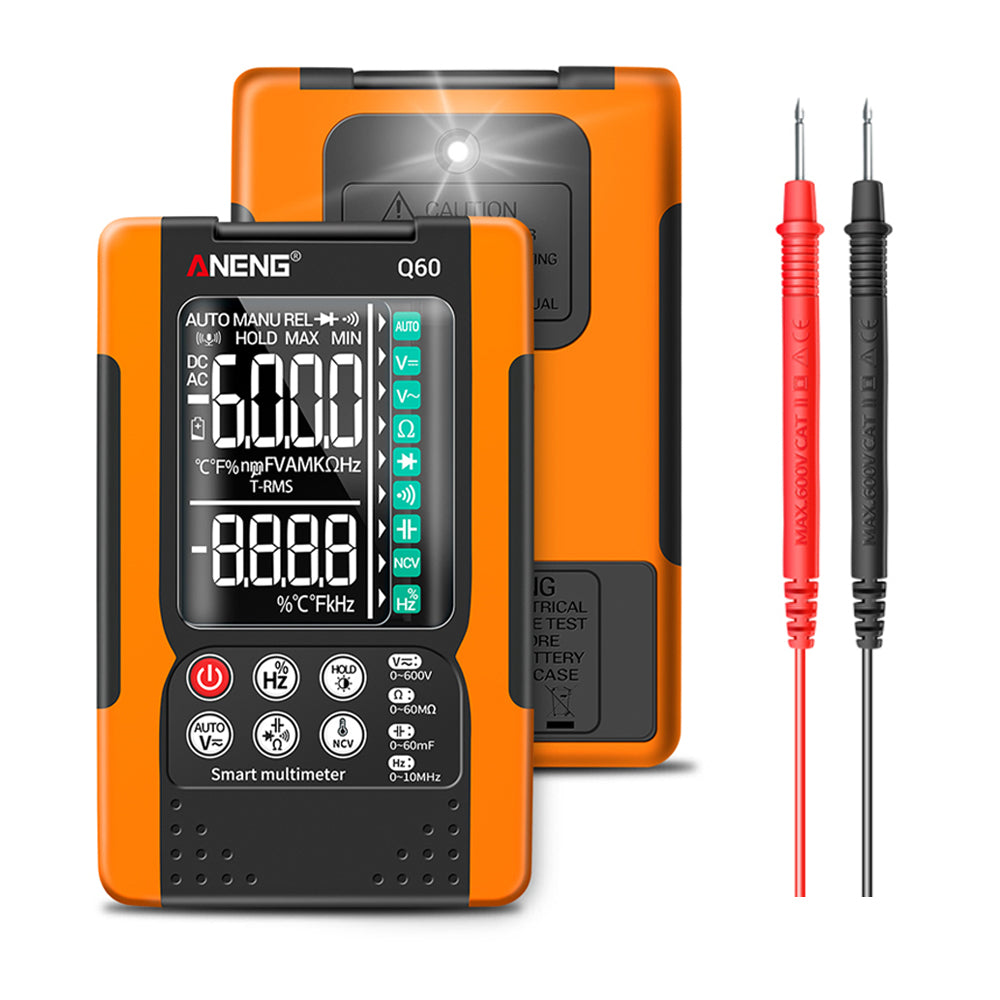 Aneng Q60 Digital Multimeter VA Screen Display Zero Fire Detection 6000 Counts True RMS Capacitance Meter - Orange