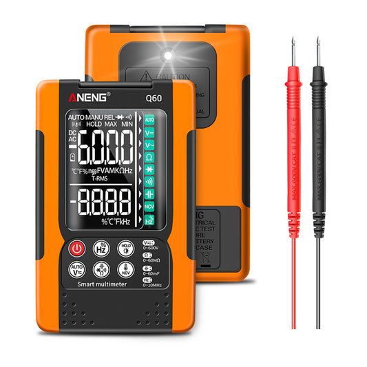 Aneng Q60 Digital Multimeter VA Screen Display Zero Fire Detection 6000 Counts True RMS Capacitance Meter - Orange