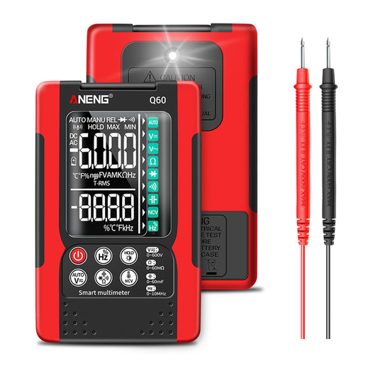 Aneng Q60 Digital Multimeter VA Screen Display Zero Fire Detection 6000 Counts True RMS Capacitance Meter - Red