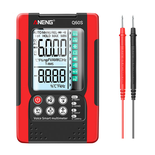 ANENG-Q60S Digital Multimeter True RMS 6000 Counts Smart AC/DC Voltage Tester AI Speech Recognition Transistor Tester - Red