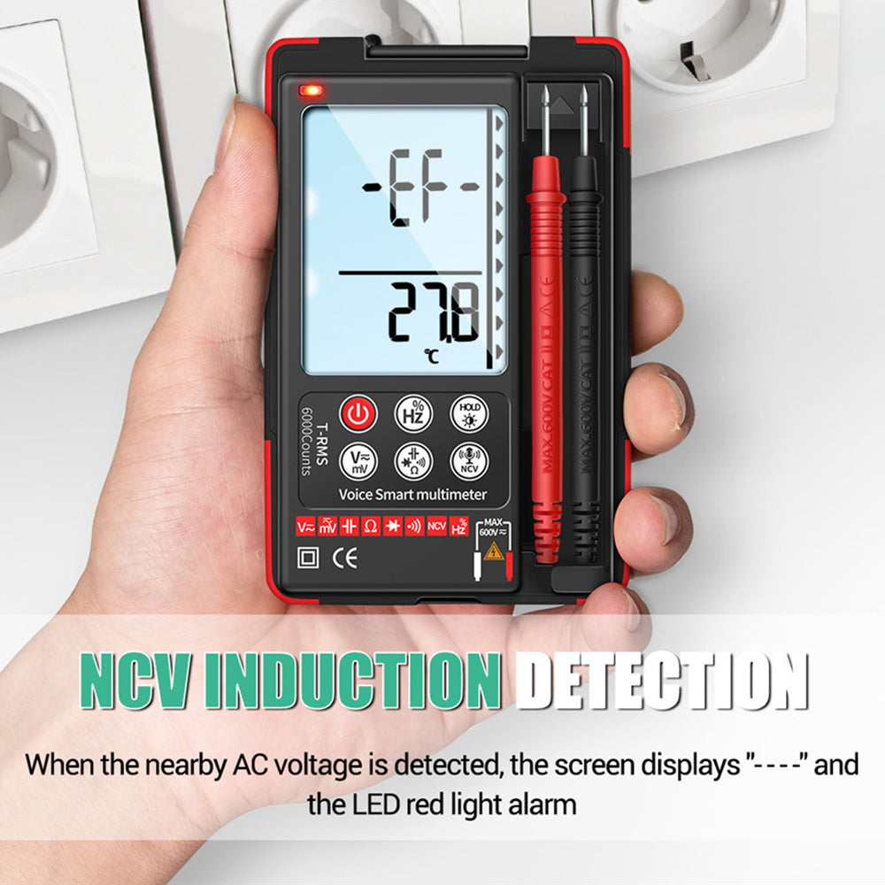 ANENG-Q60S Digital Multimeter True RMS 6000 Counts Smart AC/DC Voltage Tester AI Speech Recognition Transistor Tester - Red