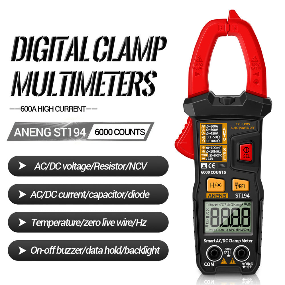 Aneng ST194 Intelligent AC/DC Voltage Tester Clamp Current Meter Digital Multimeter Electrical Tool