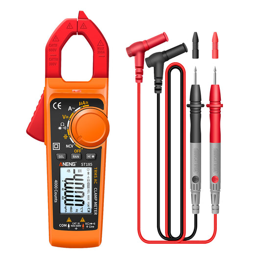Aneng ST185 Clamp Digital Meter Multimeter 4000 Counts True RMS 200A Ammeter Voltage Tester - Orange/Red