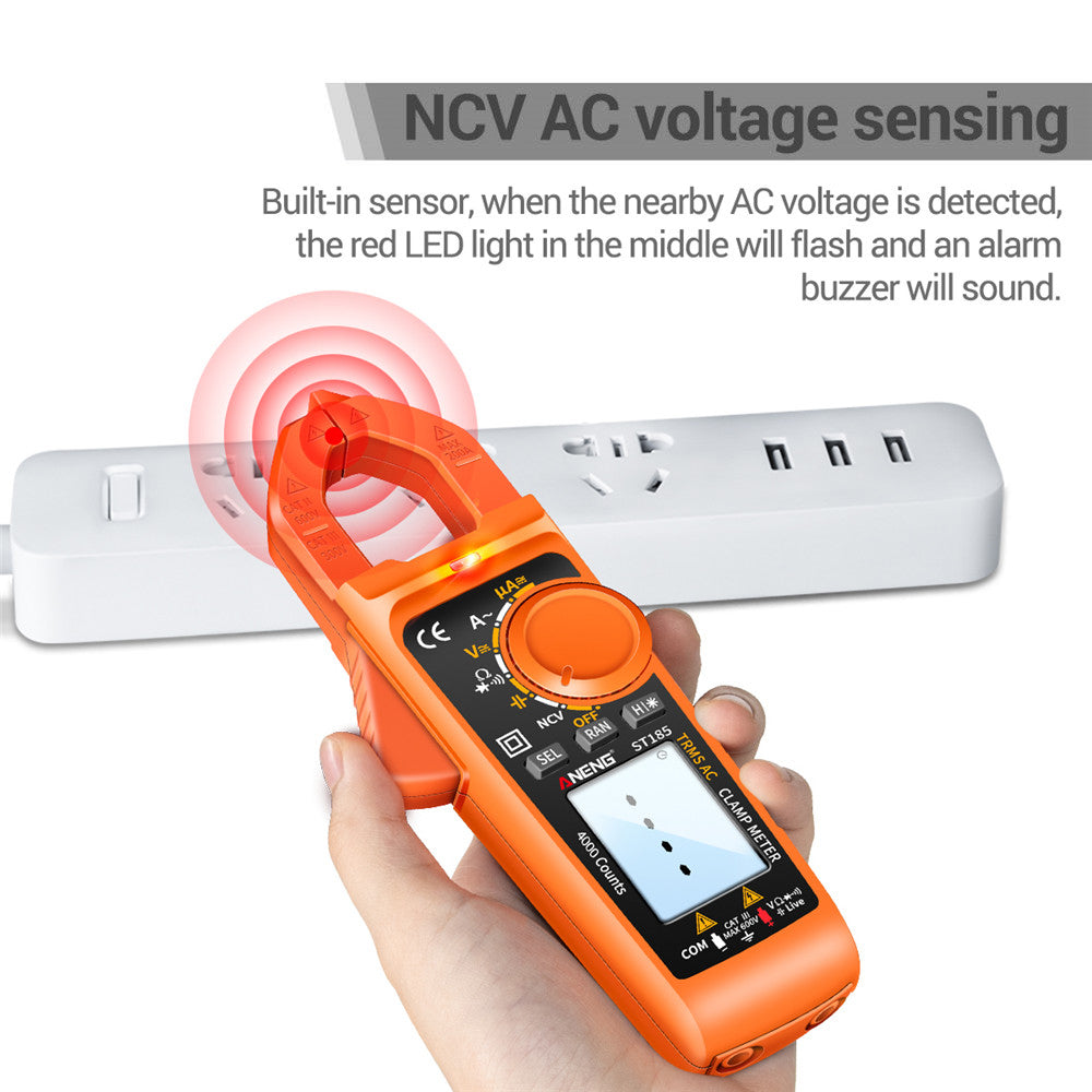 Aneng ST185 Clamp Digital Meter Multimeter 4000 Counts True RMS 200A Ammeter Voltage Tester - Orange