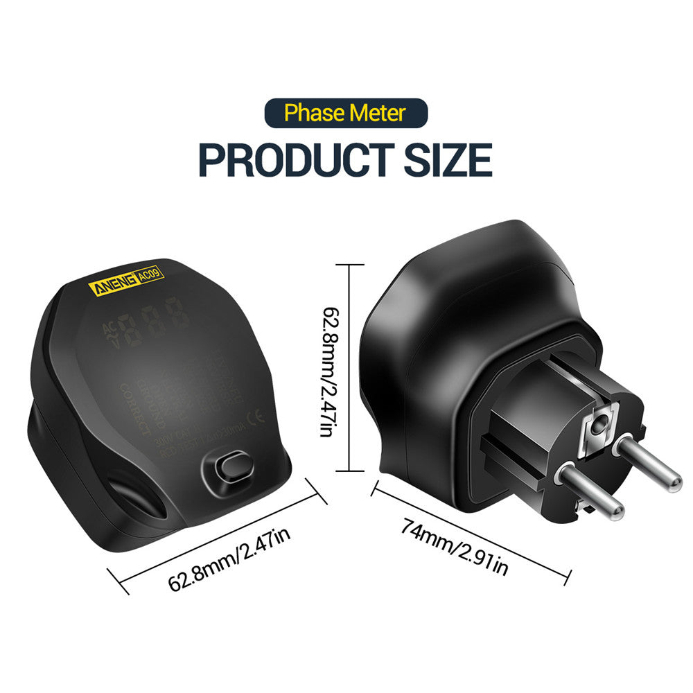 Aneng AC09 Digital Voltage Socket Tester Detector Live Ground Neutral Phase Meter Electric Circuit Breaker Finder - EU Plug