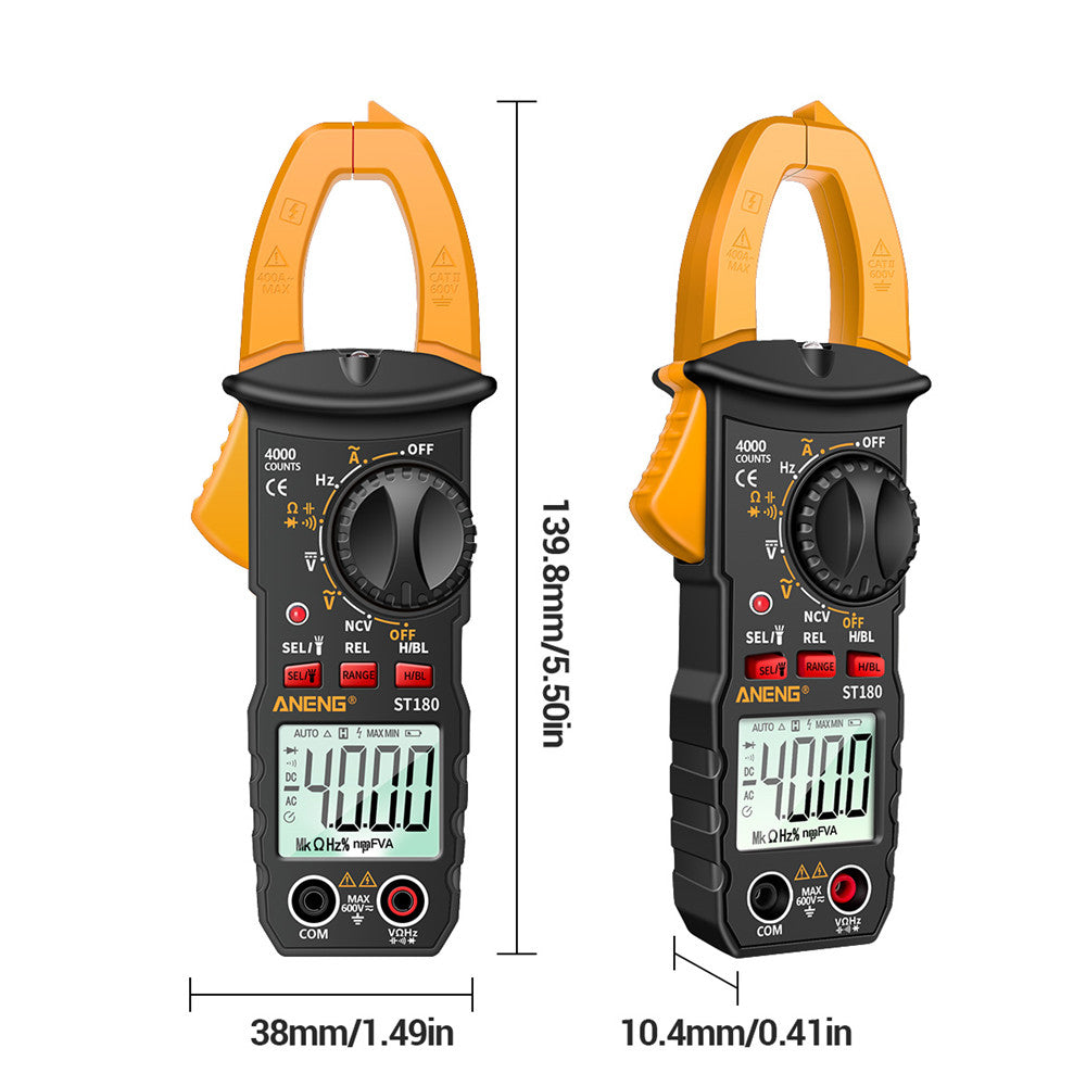 Aneng ST180 4000 Counts Digital Clamp Meter AC Current Multimeter Ammeter Voltage Tester - Yellow