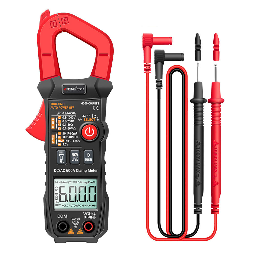 Aneng ST210 True RMS 6000 Counts Professional Smart Clamp Multimeter DC/AC 600A AUTO Digital Meter Current Tester - Red