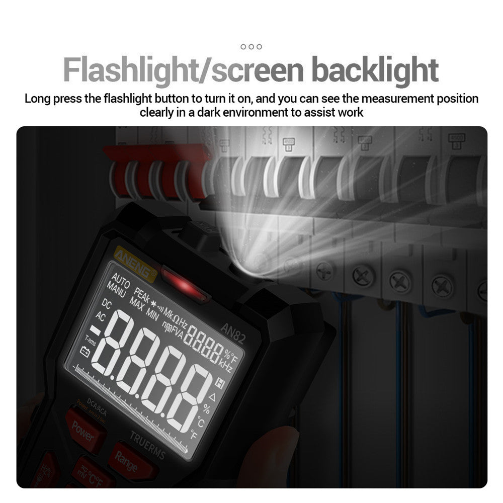 Aneng AN82 9999 Counts Digital Multimeter Auto Ranging Electrical Tester Portable Ture RMS AC/DC Ammeter Voltage Meter (VA Display Screen) - Black