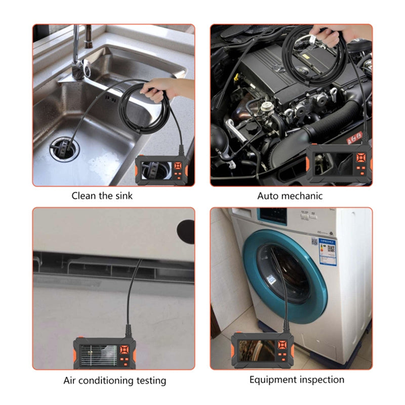 P130 10m Hard Wire Waterproof 8mm Dual-Lens Inspection Snake Camera LED Light Borescope Industrial Endoscope