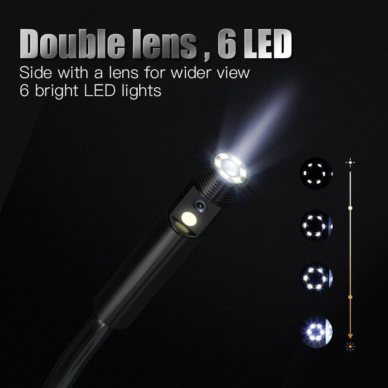 Inskam 452-2 4.5inch IPS HD Screen Dual Lens Industrial Endoscope with 6-LED Light Waterproof Camera Video Recorder (1m Hard Wire)
