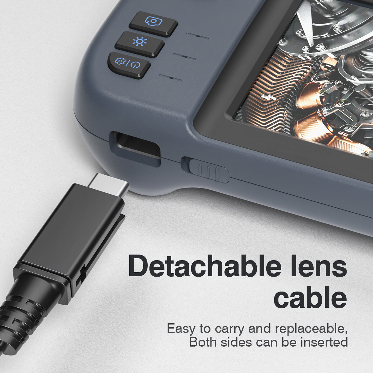 Inskam 451-2 5m Snake Hard Tube Cable 4.5 inch IPS Screen Industrial Endoscope Camera HD 1080P 8mm Borescope