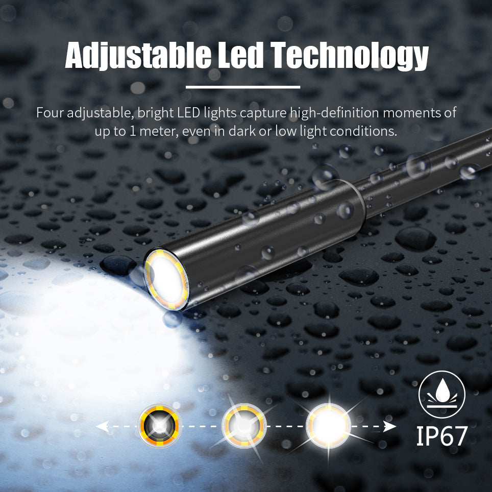 Inskam Inskam-129 1m Hard Tube 4.3 inch Screen 1080P Industrial Endoscope 8-LED 8mm Waterproof Lens Inspection Camera