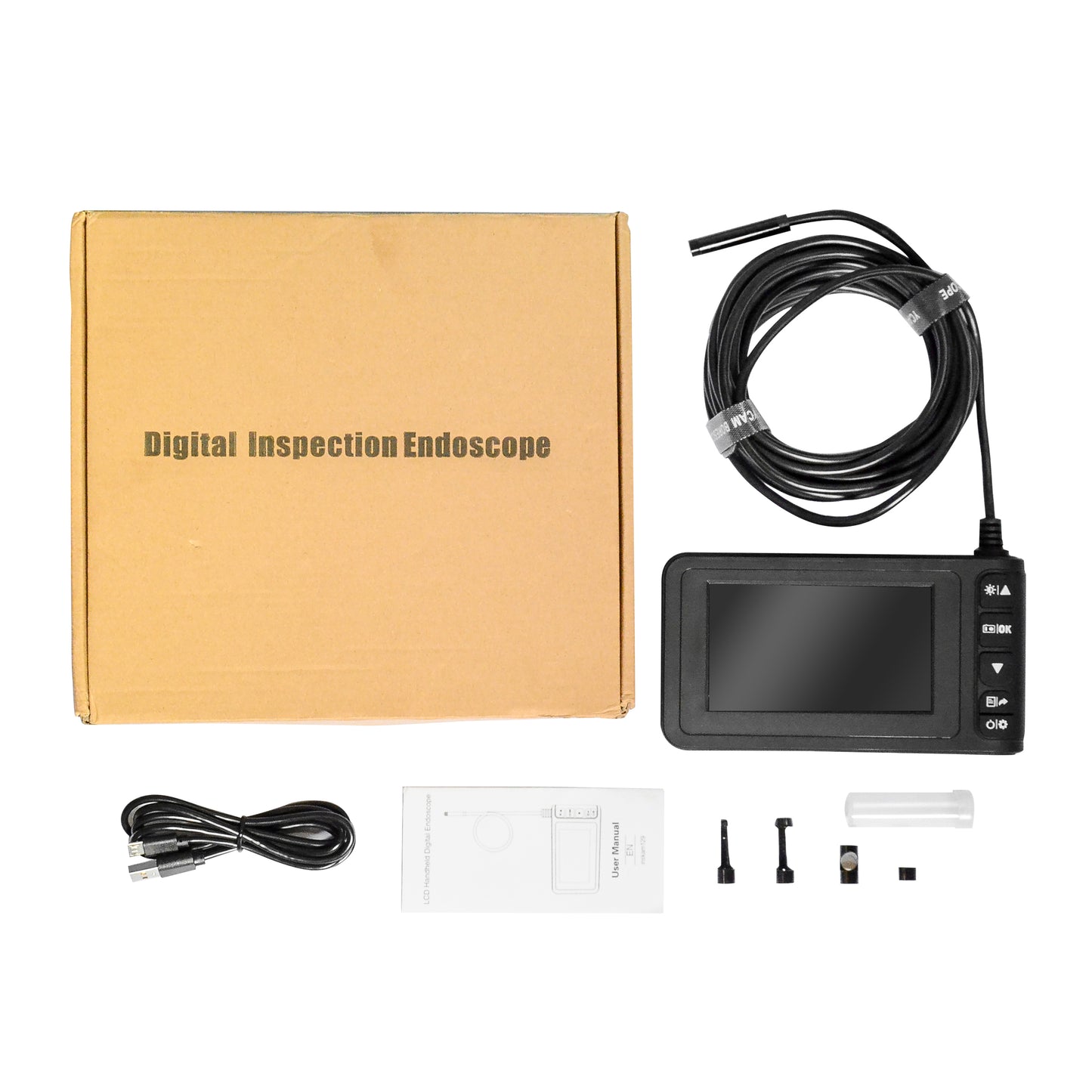 Inskam Inskam-129 1m Hard Tube 4.3 inch Screen 1080P Industrial Endoscope 8-LED 8mm Waterproof Lens Inspection Camera