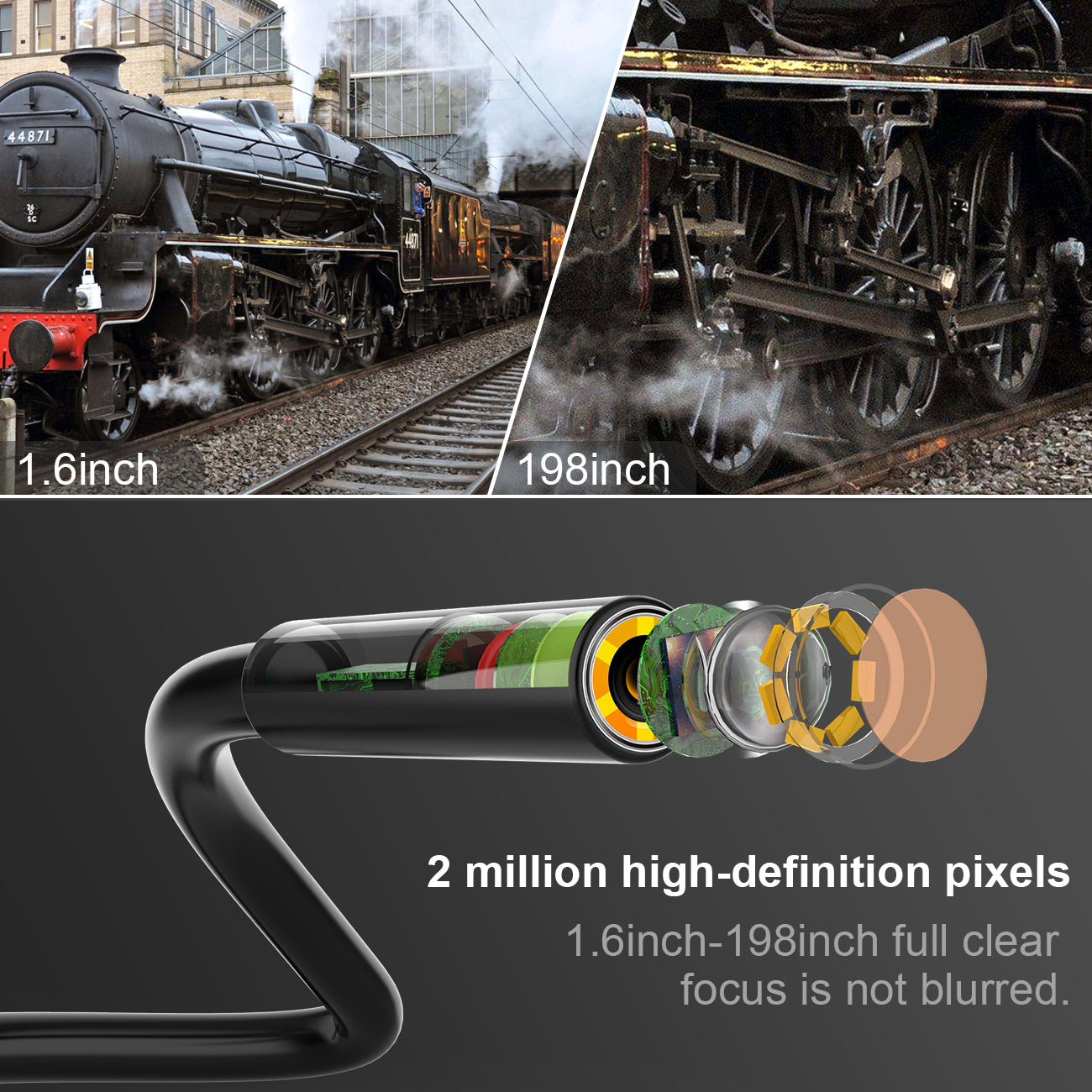 Inskam Inskam-129 10m Hard Tube 4.3 inch Screen HD 1080P 8mm Waterproof Lens Industrial Endoscope 8-LED Inspection Camera