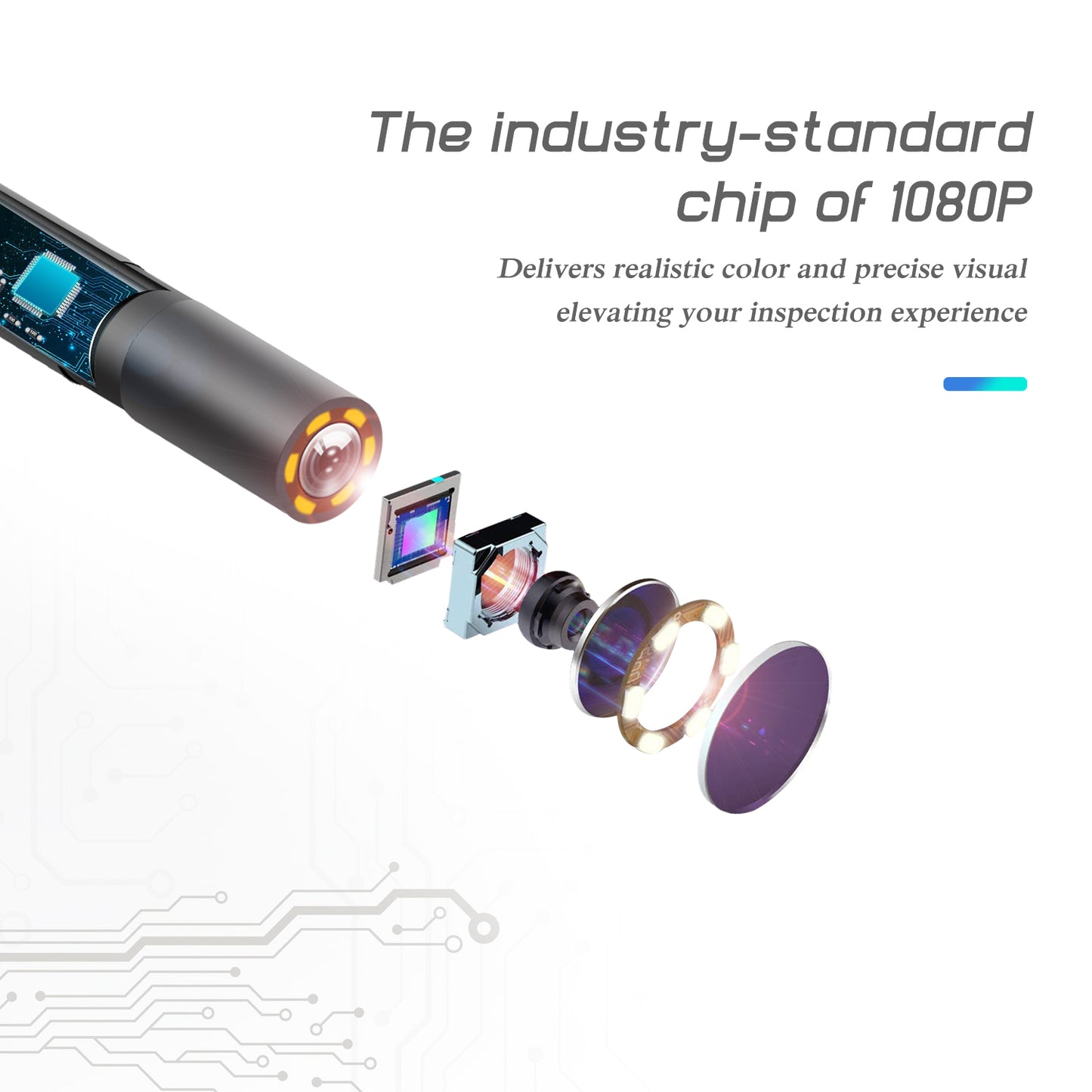 P40 10m Hard Wire 5.5mm Lens 4.3 inch Screen Industrial Endoscope Camera 6-LED Rechargeable Waterproof HD 1080P Inspection Tool - Blue