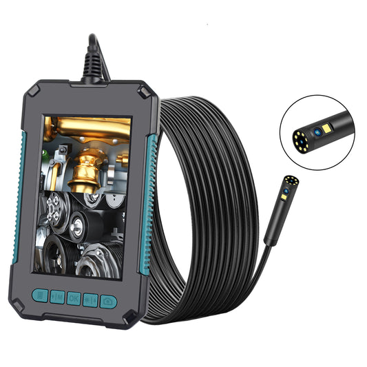 P40 10m Hard Wire 4.3 inch Screen HD 1080P Dual Camera Industrial Endoscope 9-LED Rechargeable IP68 Waterproof Inspection Camera - Blackish Green