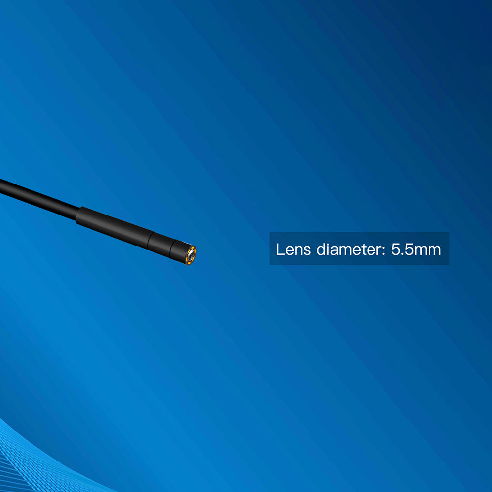 P100 2m Rigid Cable, 5.5mm Lens HD 1080P Industrial Endoscope Camera 2.4 Inch IPS Screen LED Waterproof Pipe Inspection Borescope