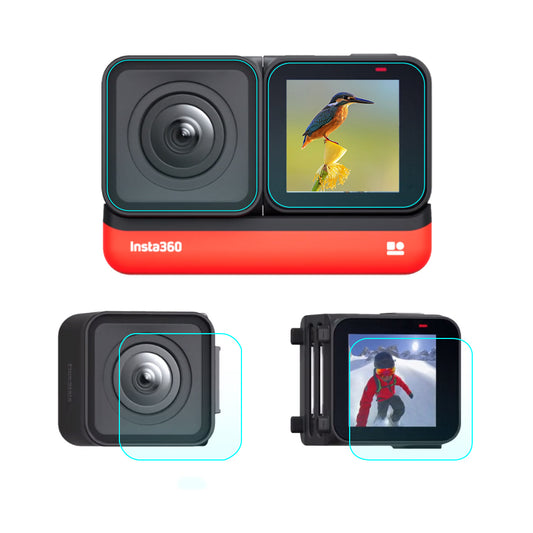 2Pcs/Set Tempered Glass Screen Protector + Lens Protector Film for Insta360 ONE R