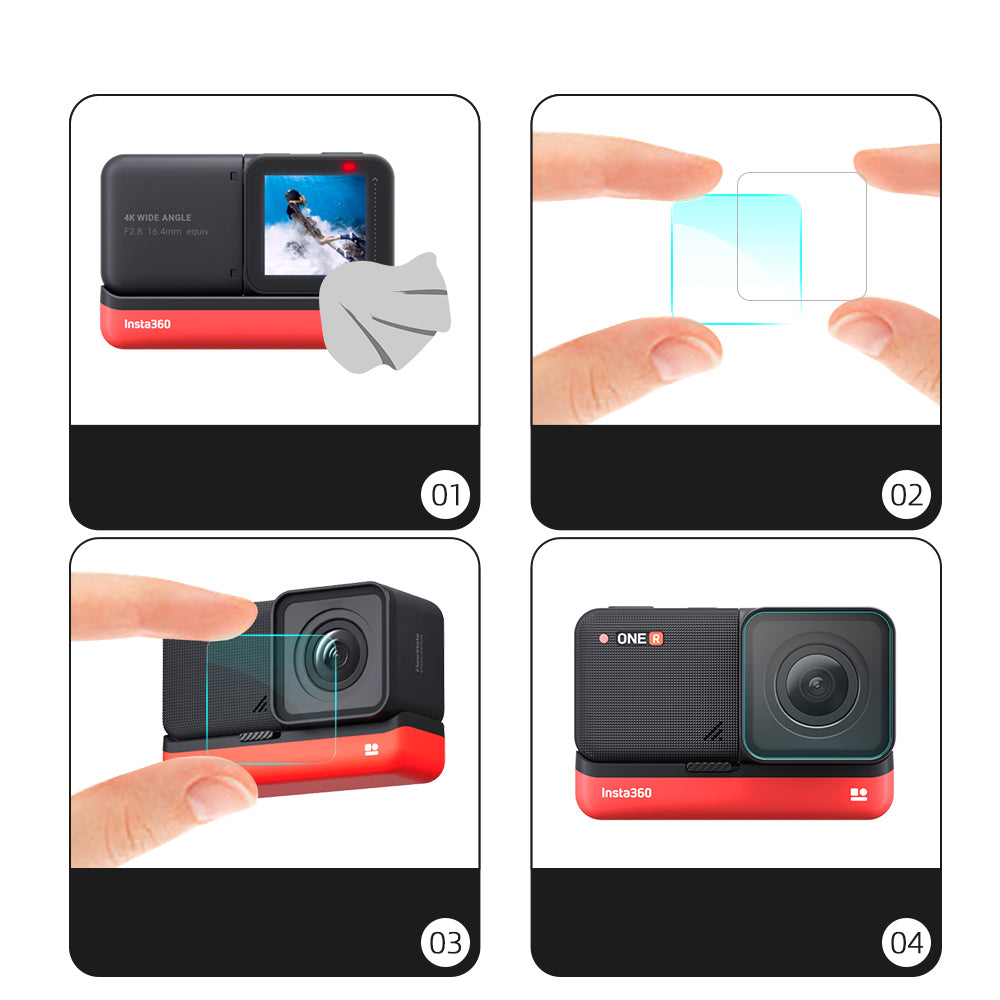 2Pcs/Set Tempered Glass Screen Protector + Lens Protector Film for Insta360 ONE R
