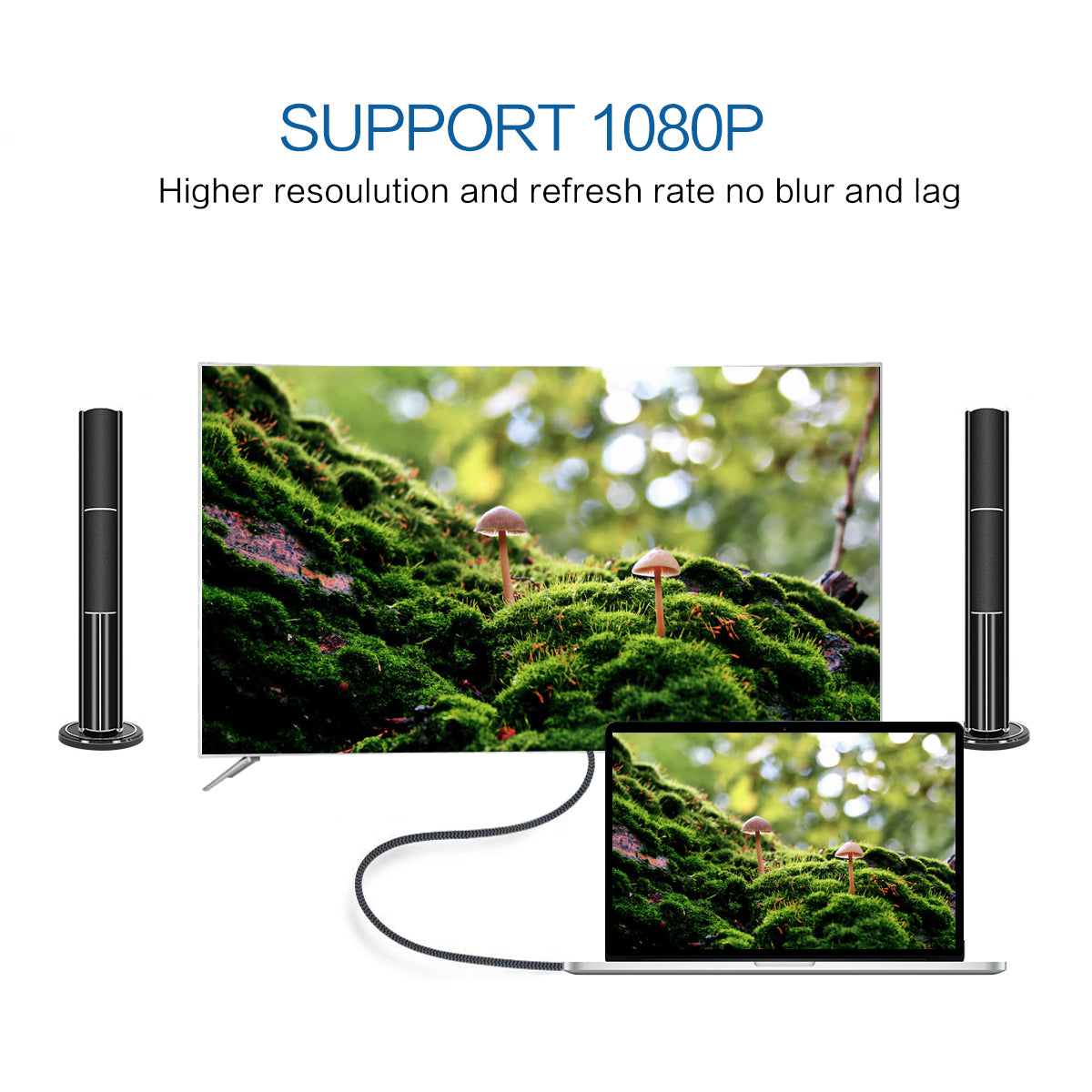 QGEEM UA18 1.2m USB-C to DVI Adapter Cable 4K Type-C to DVI(24+1) Male Conversion Cable