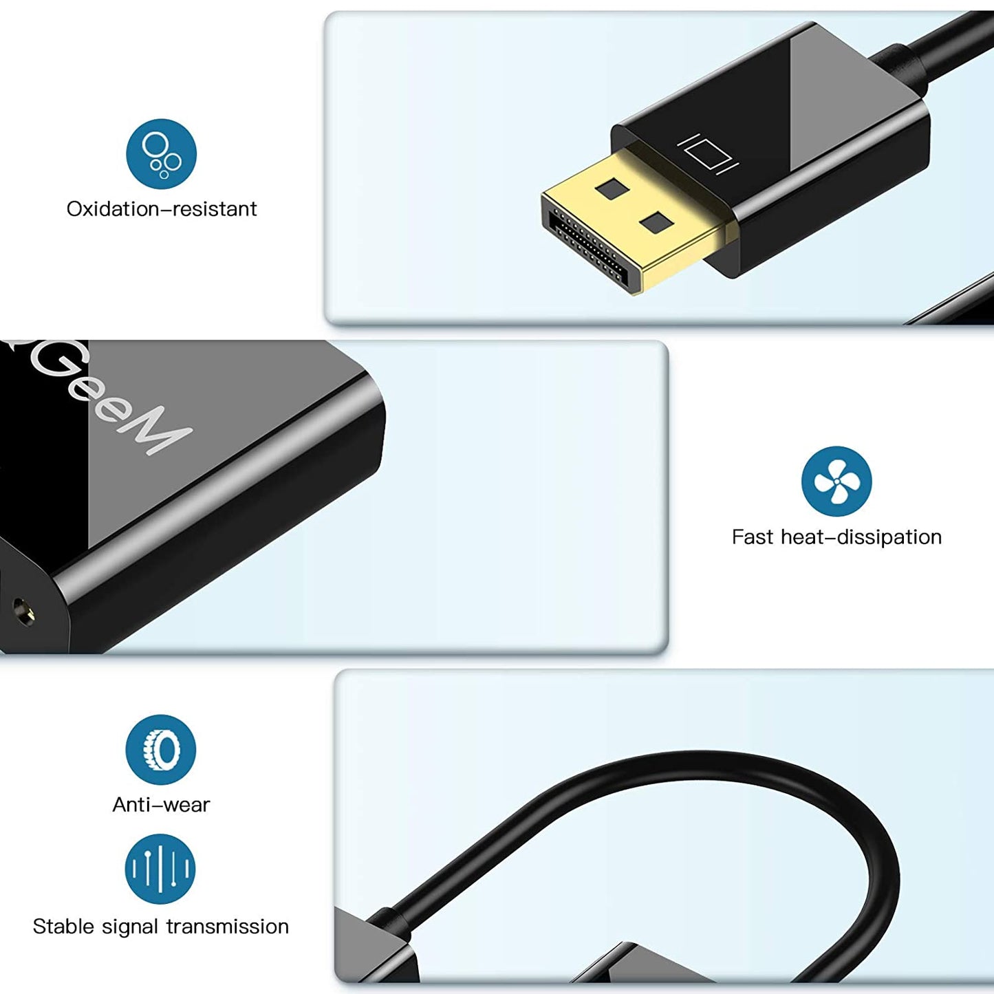 Uniqkart QG-HD24 Displayport Male to DVI Female Adapter Cable DP to DVI Converter for HD TV/Monitor/Projector/Laptops/PC