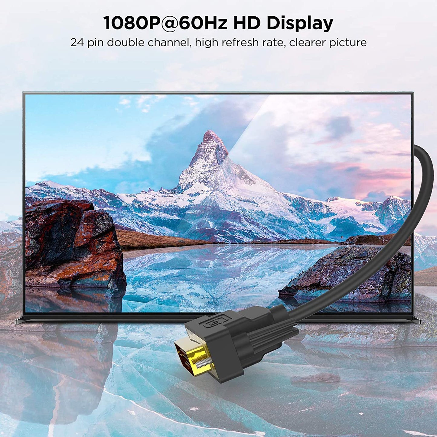 Uniqkart QG-HD15 1m DVI to DVI Cable Male to Male Dual-Link DVI Cable Adapter Support 2560x1600/60Hz Compatible with DVI-D (24+1)