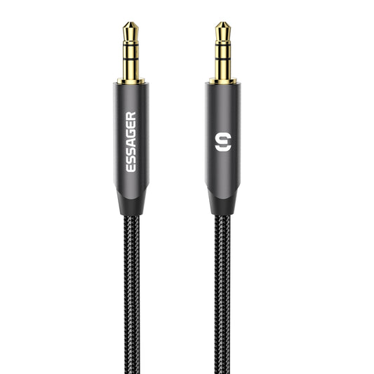 Essager 0.5m 3.5mm Audio Cable Braided Aux Cord Male to Male Stereo HiFi Sound for Headphones Car Home Stereos Speakers Tablets - Grey