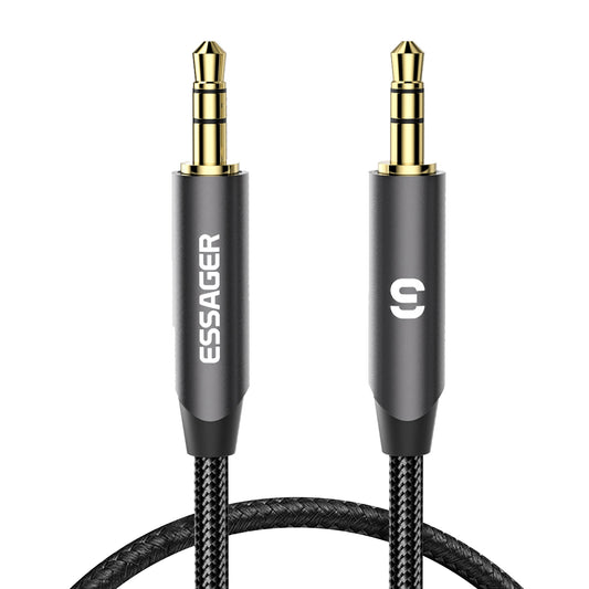 Essager 1m Aux Wire 3.5mm Jack Aux Cable 3.5mm Male to Male Audio Cable Speaker Line for MP3 Headphone Car - Grey