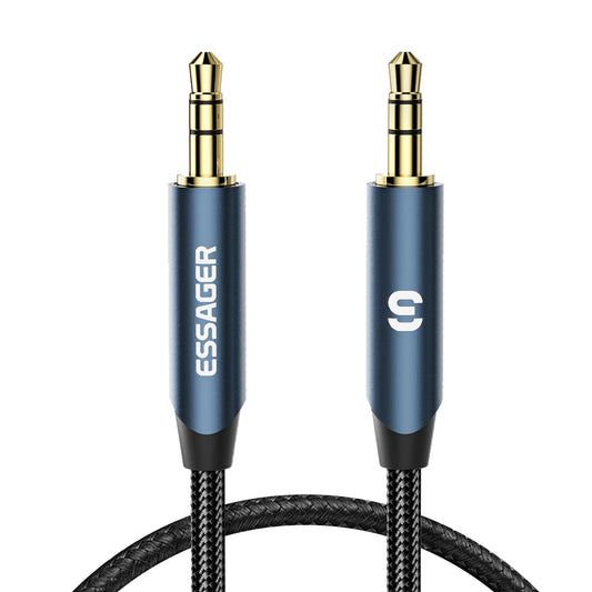 Essager 1m Aux Wire 3.5mm Jack Aux Cable 3.5mm Male to Male Audio Cable Speaker Line for MP3 Headphone Car - Blue