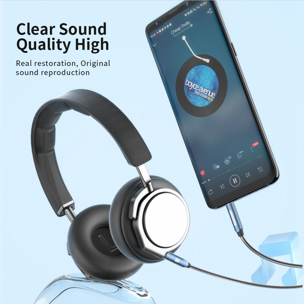 Essager 1m Aux Wire 3.5mm Jack Aux Cable 3.5mm Male to Male Audio Cable Speaker Line for MP3 Headphone Car - Blue