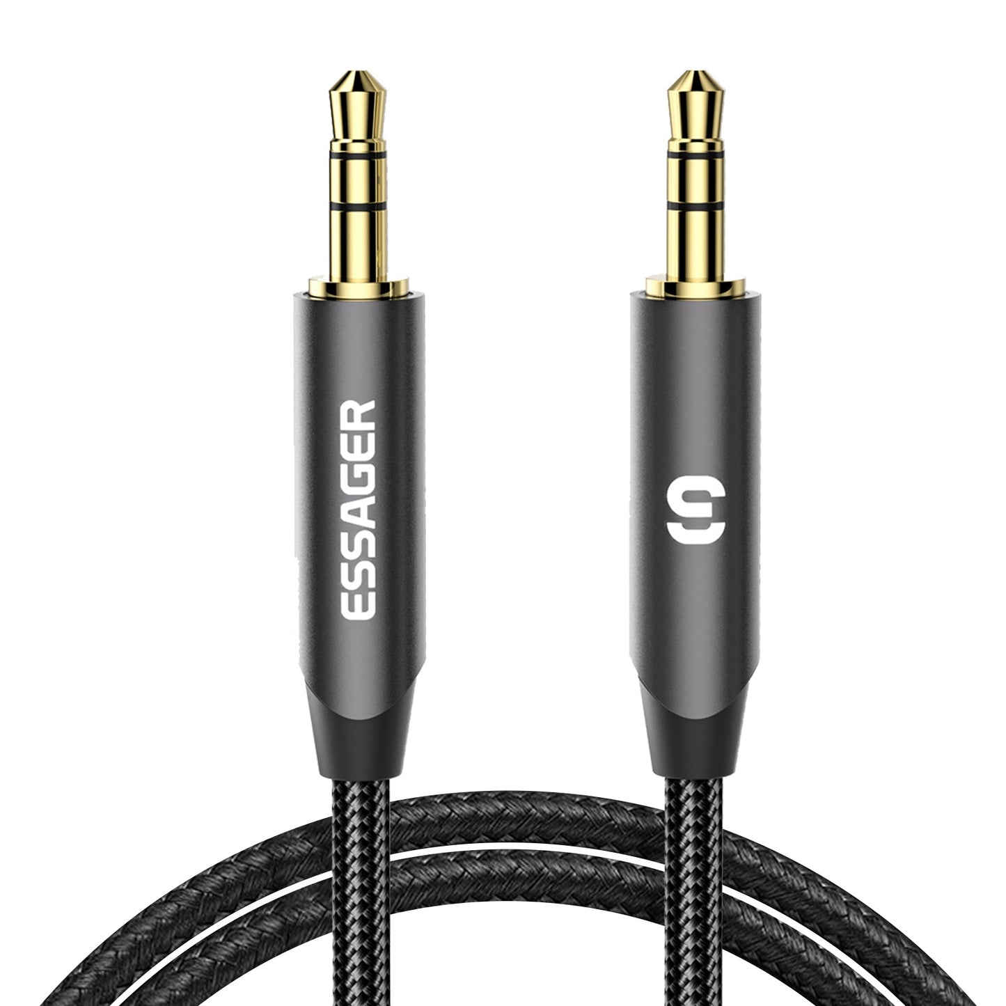 Essager 2m Audio Cable 3.5mm Jack 24K Gold Plated Male to Male AUX Extension Cable - Grey