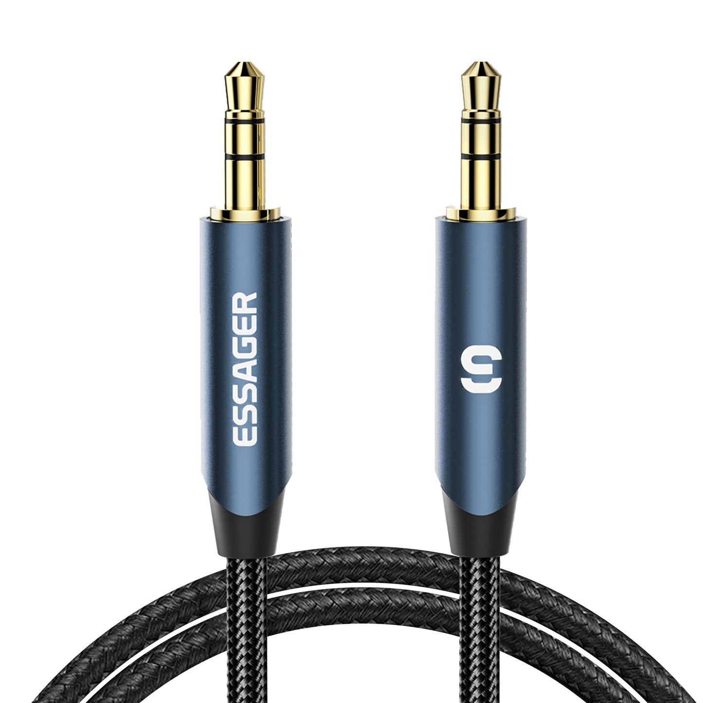 Essager 2m Audio Cable 3.5mm Jack 24K Gold Plated Male to Male AUX Extension Cable - Blue