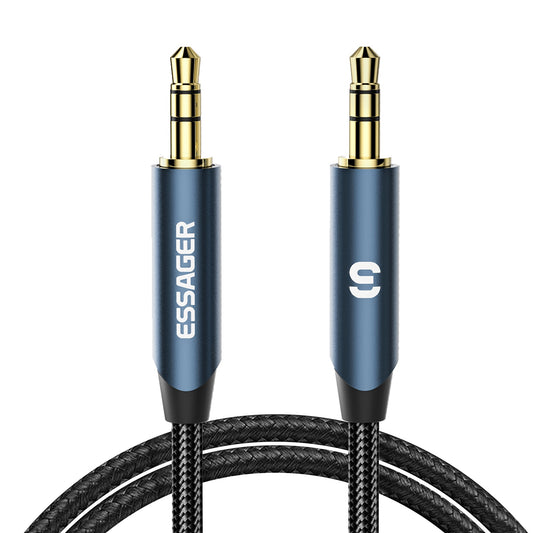 Essager 2m Audio Cable 3.5mm Jack 24K Gold Plated Male to Male AUX Extension Cable - Blue