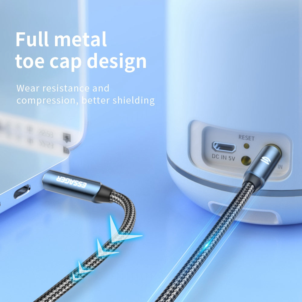 Essager 3m Tangle Free Braided Audio Cable 3.5mm Jack Male to Male Extension AUX Cable - Blue