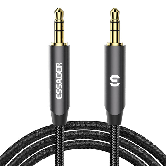 Essager 3m Tangle Free Braided Audio Cable 3.5mm Jack Male to Male Extension AUX Cable - Grey