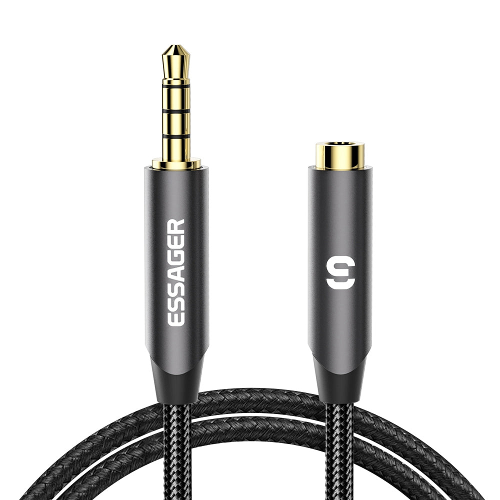Essager 2m Audio Extension Cord Support Mic Function 3.5mm 4-Pole Male to Female AUX Cable