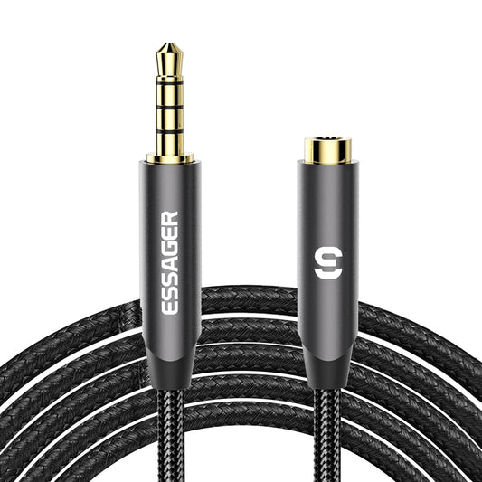Essager 5m Headphone Extension Cable Braided 3.5mm AUX 4-Pole Male to Female Audio Cable Extension Cord Compatible for Smartphone Tablets Media Players