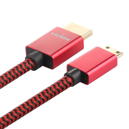 Uniqkart 2m Mini HDMI to HDMI Cable 4K 60HZ High Speed Data Transfer Cord for Digital Camera PC Projector Monitor - Red