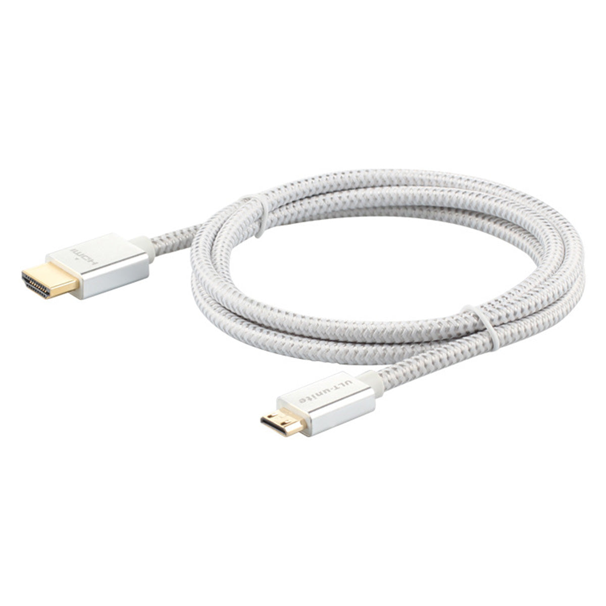 Uniqkart 2m Mini HDMI to HDMI Cable 4K 60HZ High Speed Data Transfer Cord for Digital Camera PC Projector Monitor - Silver