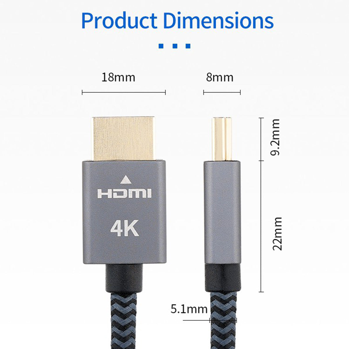 Uniqkart 2m HDMI 2.0 Cable 4K/60Hz HD Video Audio Transfer High Speed 18Gbps Braided Cable Cord